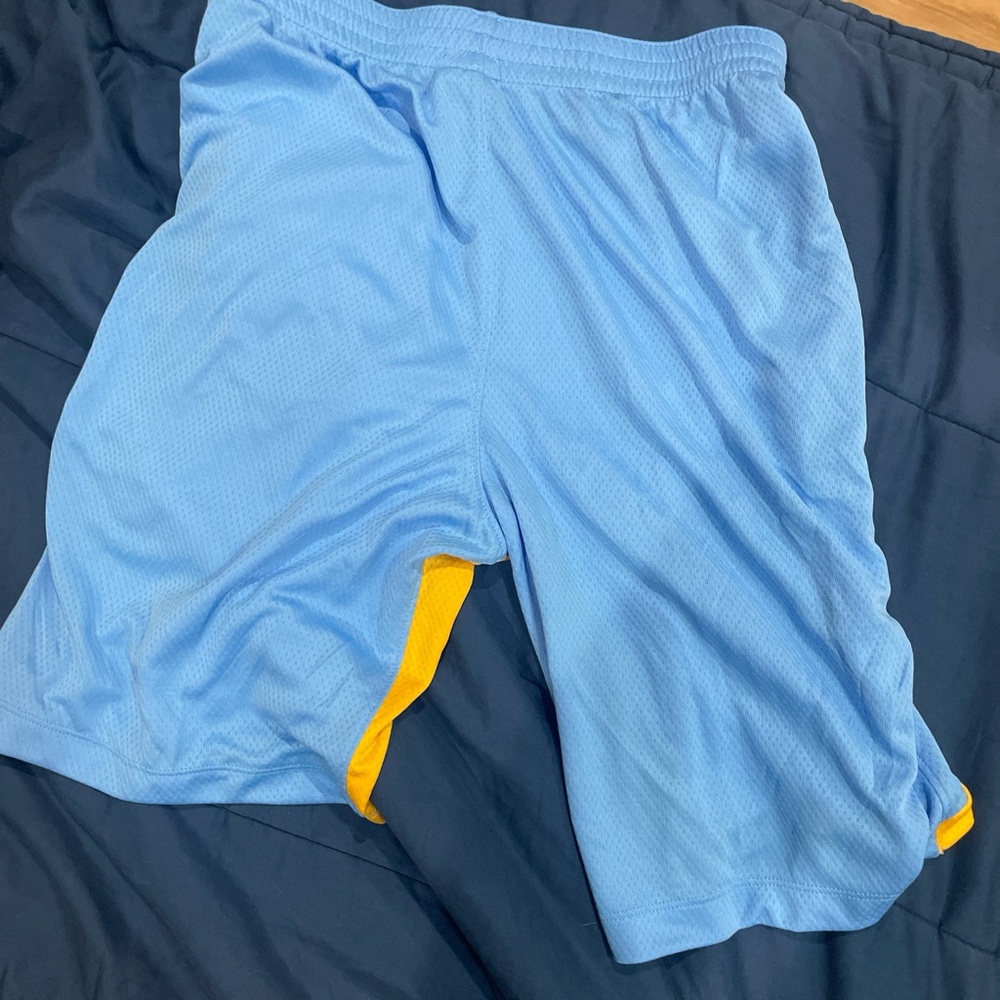 Nike Men's Athletic Shorts in Blue with Yellow Accents
